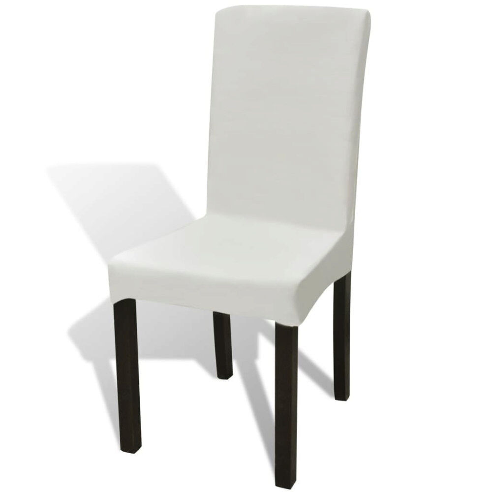 vidaXL Stolsöverdrag rak modell stretch 6 st gräddvit