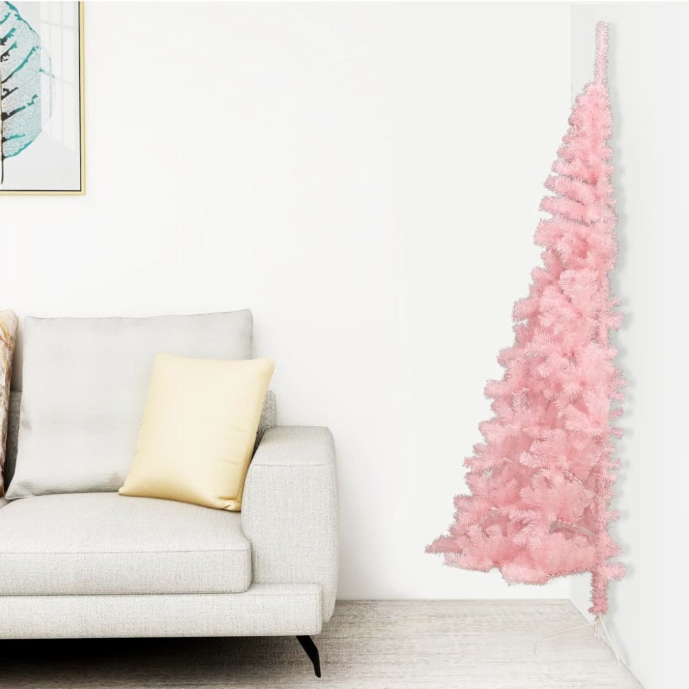 vidaXL Halv plastgran med stativ rosa 120 cm PVC