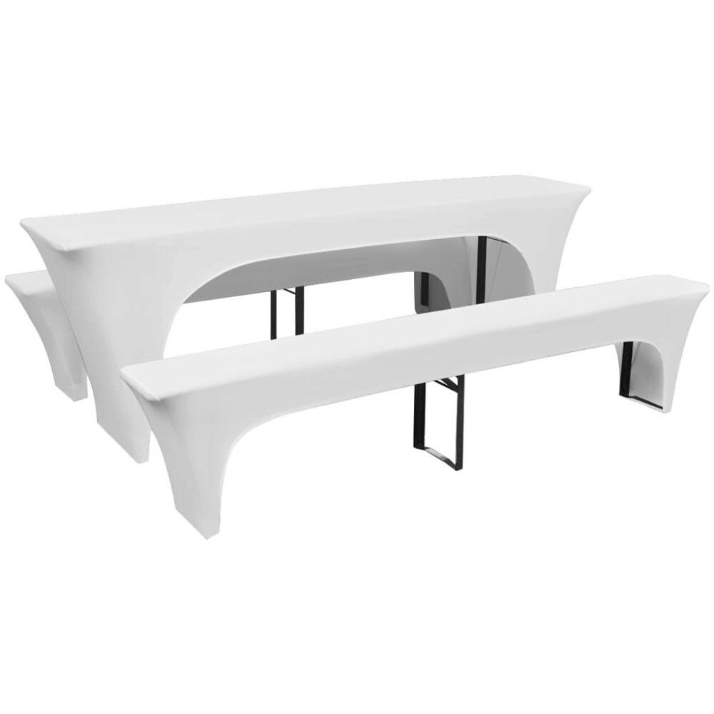 vidaXL 3 Möbelöverdrag för ölbord och bänkar stretch Vit 220 x 70 x 80 cm