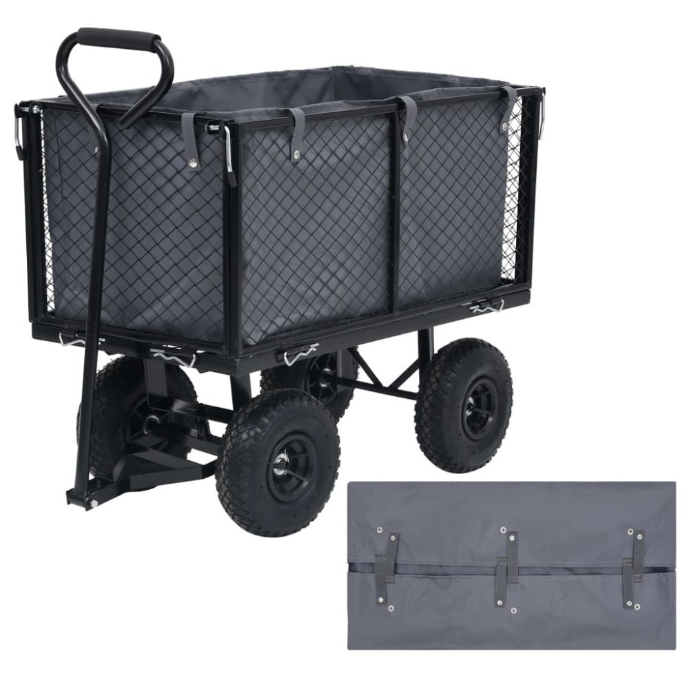 vidaXL Innerfoder till trädgårdsvagn mörkgrå 81x41x40 cm tyg