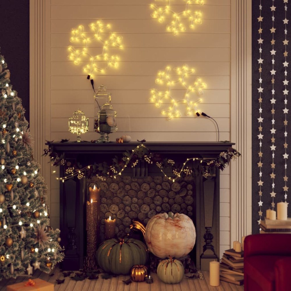 vidaXL Snöflinga ljusslinga med LED 3 st varmvit 27x27 cm