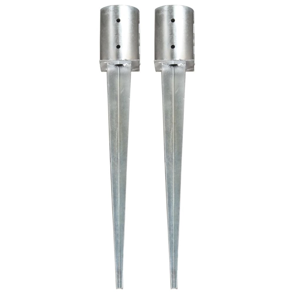 vidaXL Jordspett 2 st silver 10x76 cm galvaniserat stål