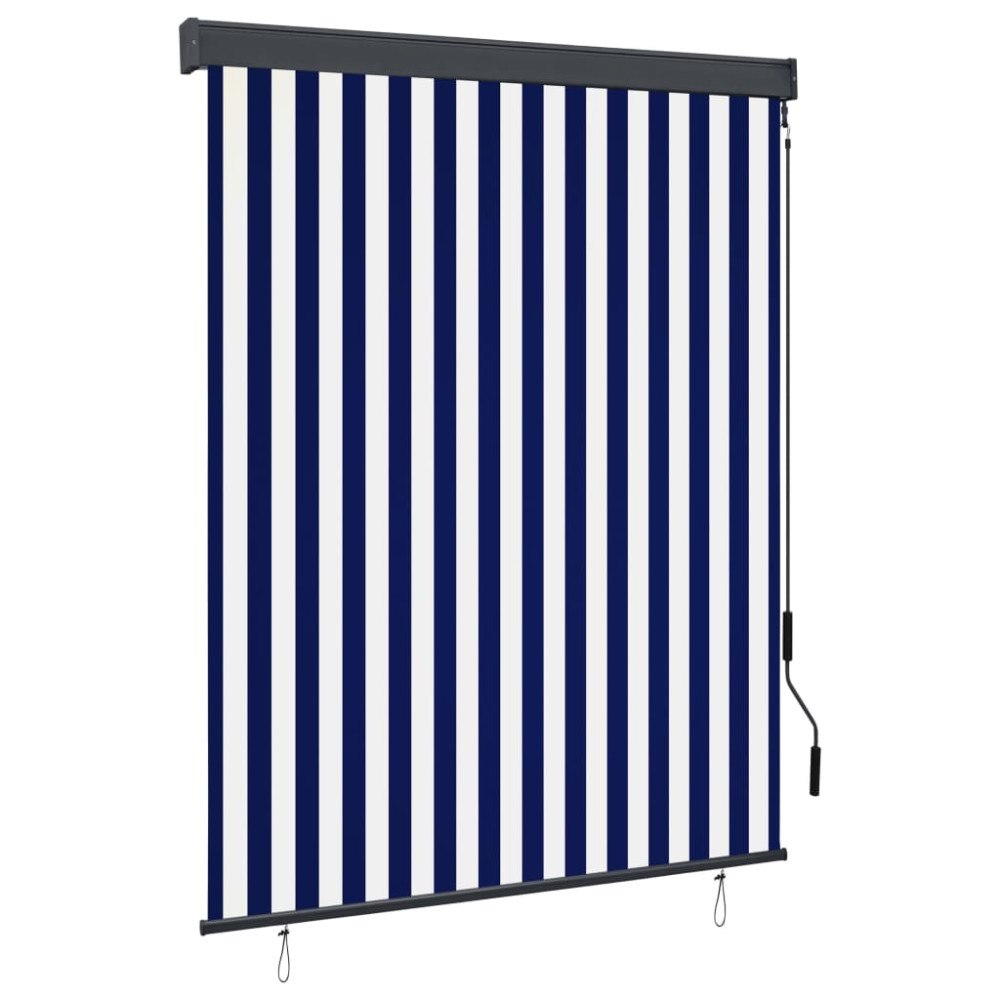 vidaXL Rullgardin utomhus 140x250 cm blå och vit