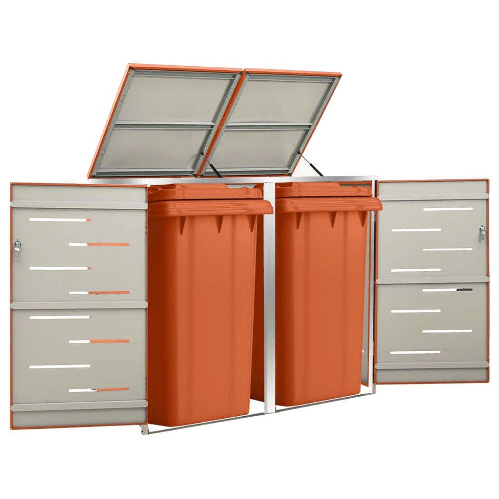vidaXL Skjul till två sopkärl 138x77,5x112,5 cm rostfritt stål