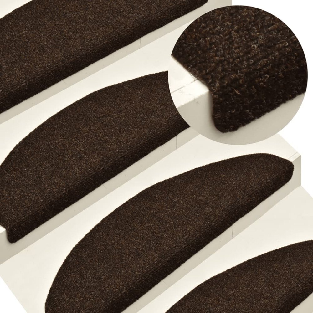vidaXL Trappstegsmattor självhäftande 10 st brun 65x21x4 cm brodyr