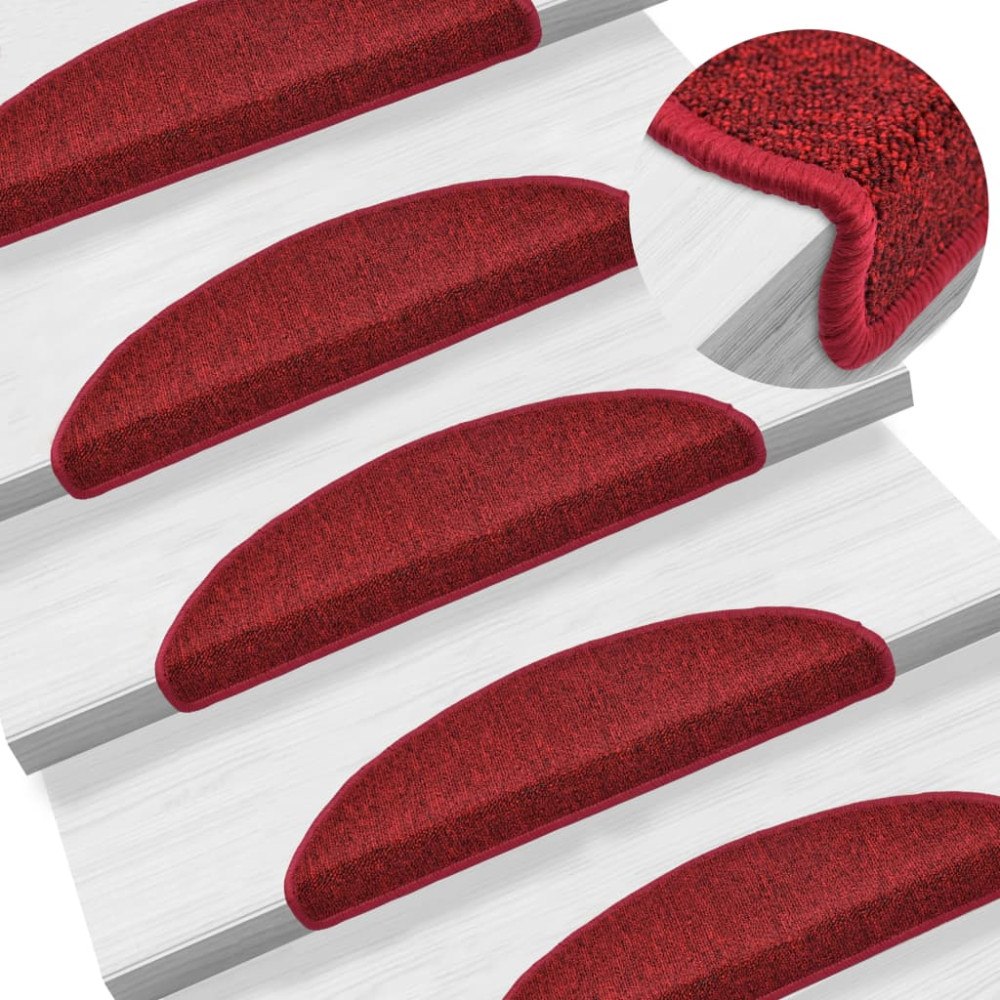 vidaXL Trappmattor 10 st 56x17x3 cm bordeaux halvrunda