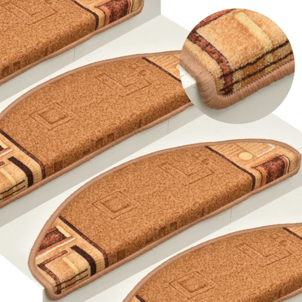 vidaXL Trappstegsmattor självhäftande 5 st 65x21x4 cm beige