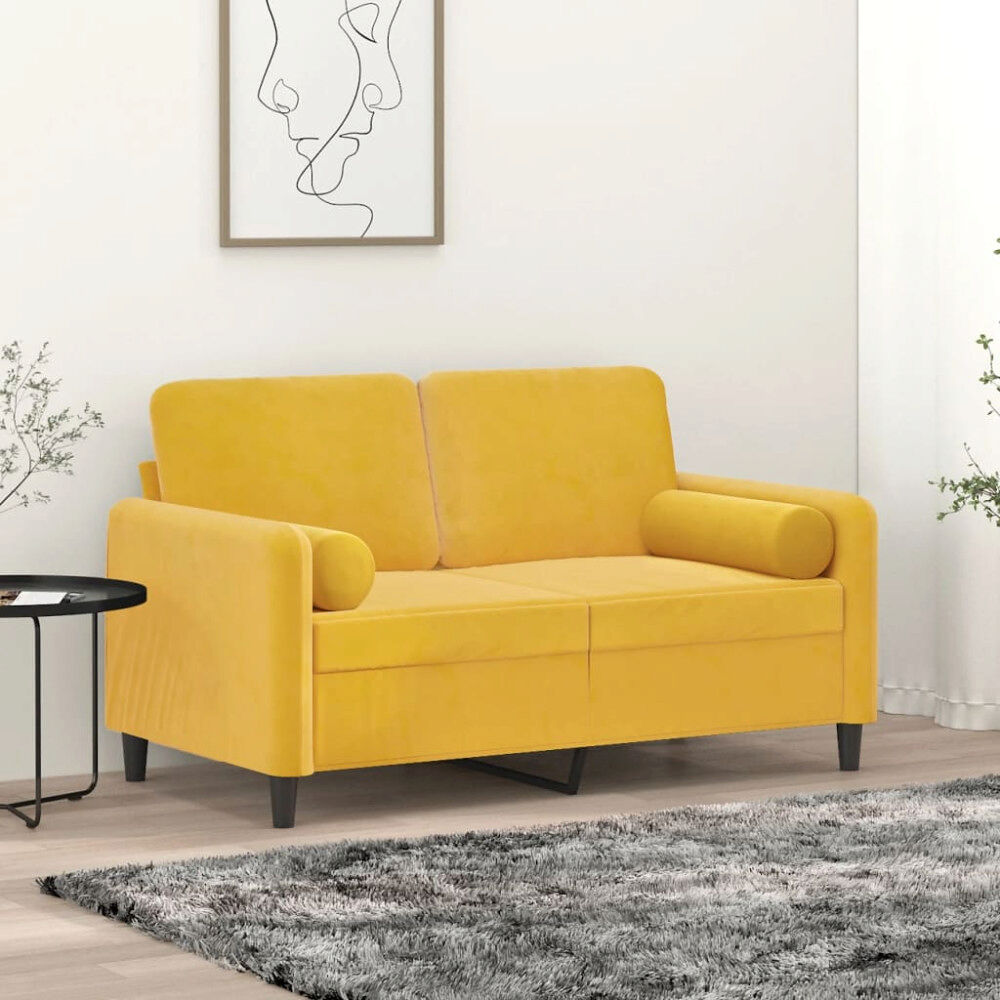 vidaXL Prydnadskuddar 2 st gul Ø15x50 cm sammet