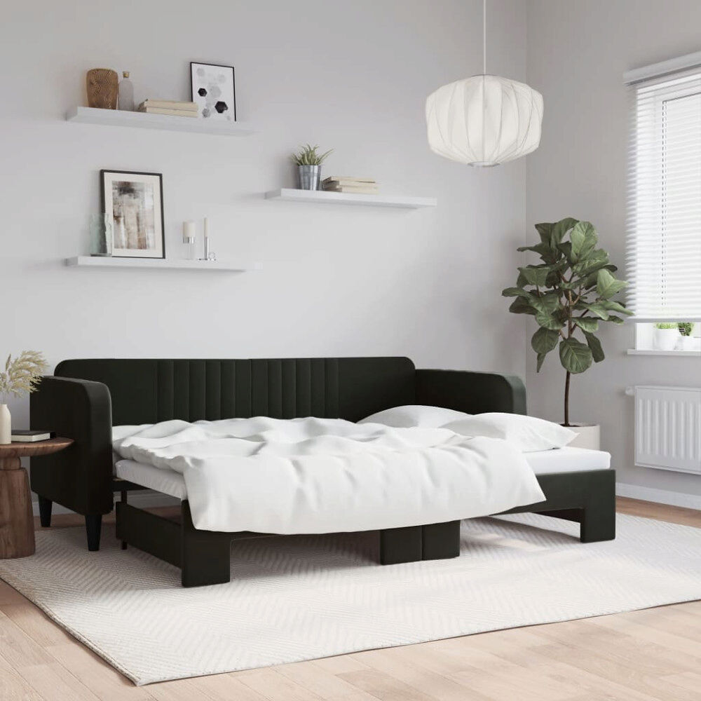 vidaXL Dagbädd utdragbar svart 80x200 cm sammet