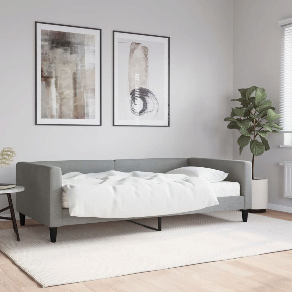 vidaXL Dagbädd med madrass ljusgrå 100x200 cm tyg