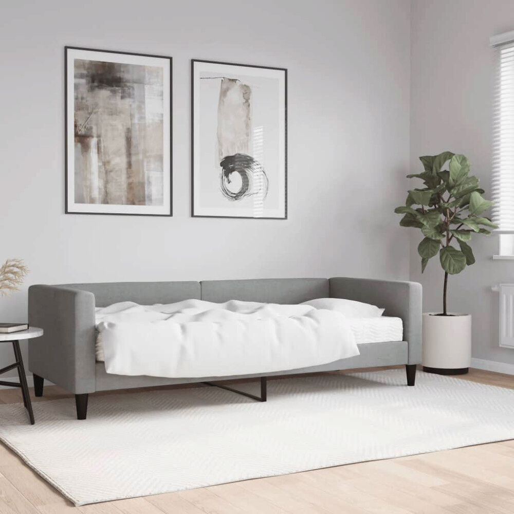 vidaXL Dagbädd med madrass ljusgrå 80x200 cm tyg