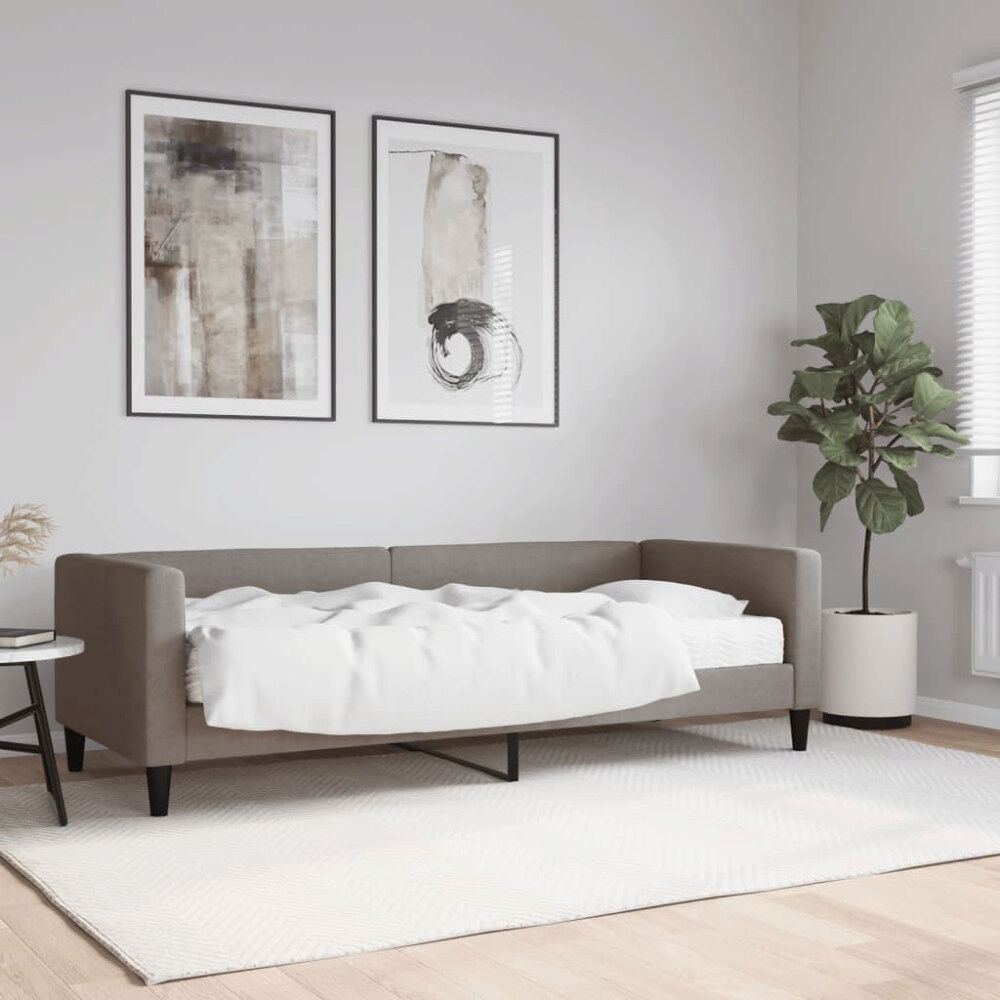 vidaXL Dagbädd med madrass taupe 80x200 cm tyg