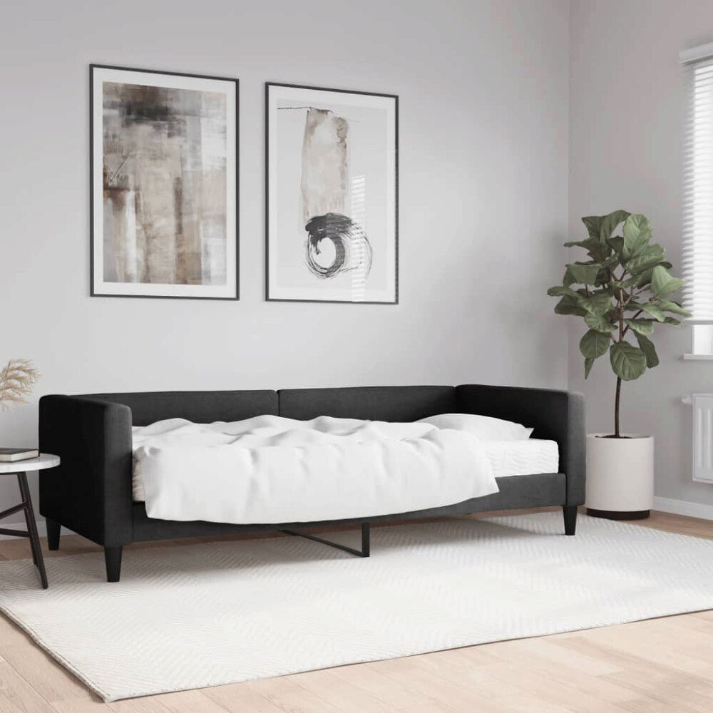 vidaXL Dagbädd med madrass svart 80x200 cm tyg