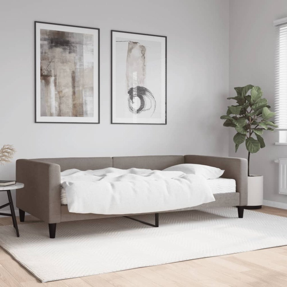 vidaXL Dagbädd med madrass taupe 100x200 cm tyg
