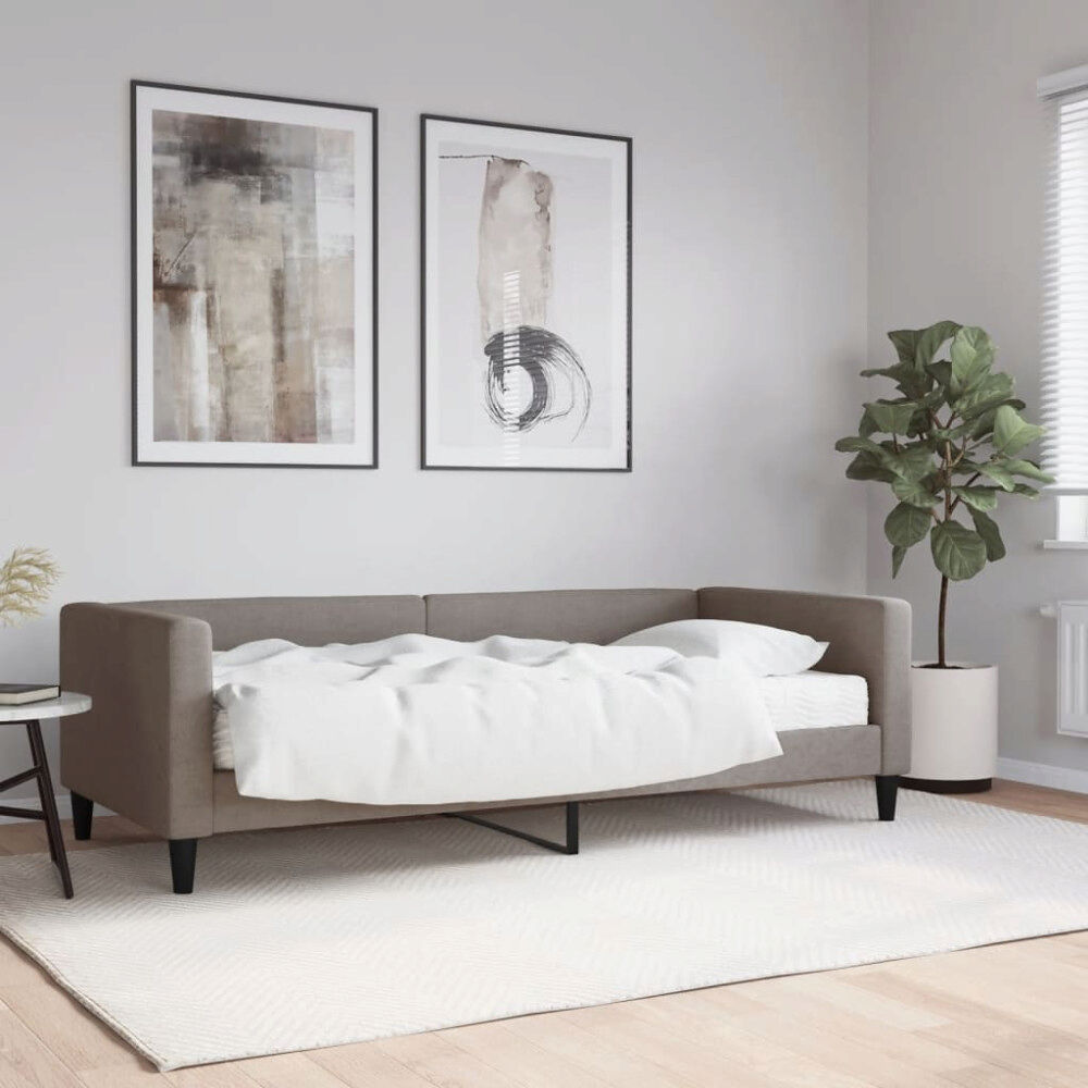 vidaXL Dagbädd med madrass taupe 90x200 cm tyg