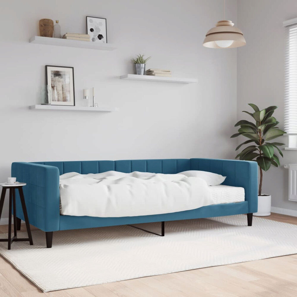 vidaXL Dagbädd med madrass blå 100x200 cm sammet