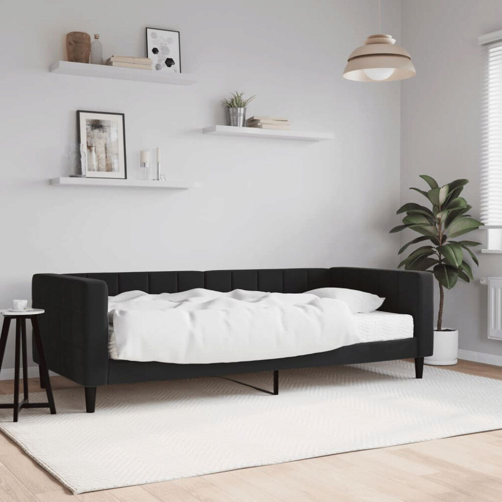 vidaXL Dagbädd med madrass svart 90x190 cm sammet