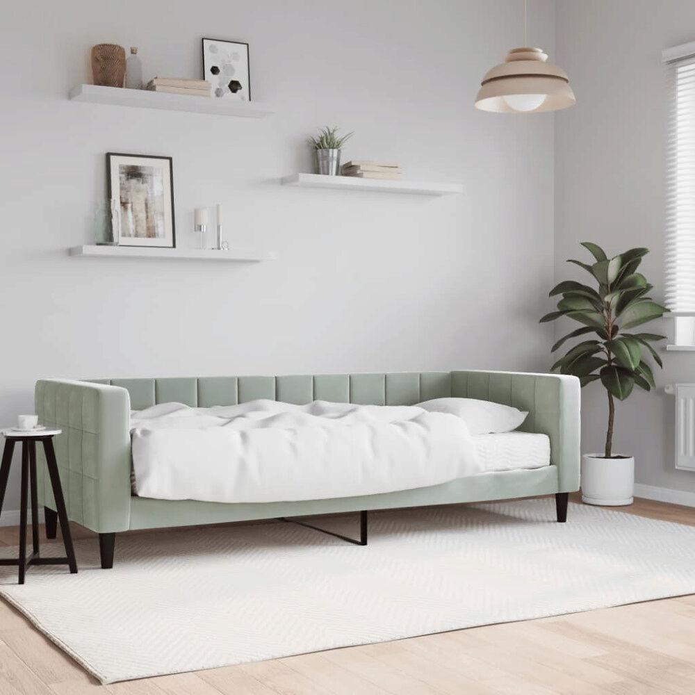 vidaXL Dagbädd med madrass ljusgrå 80x200 cm sammet