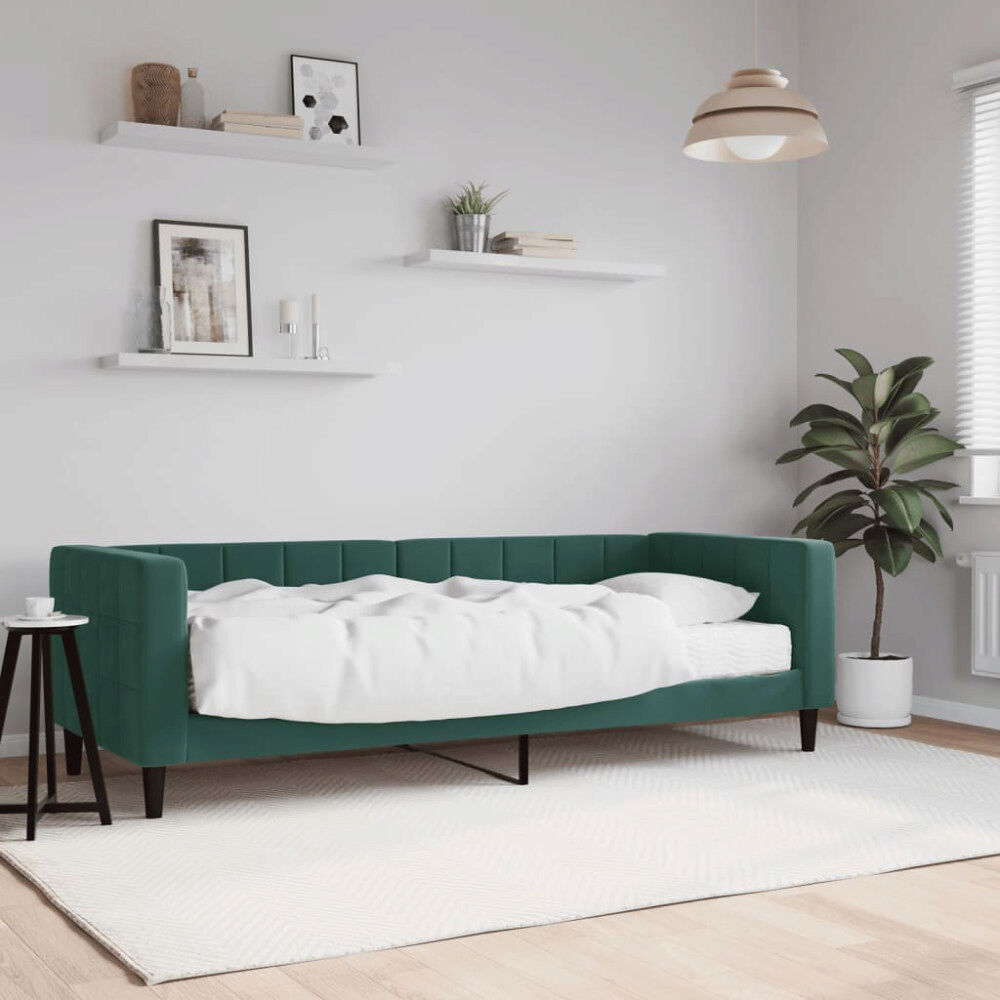 vidaXL Dagbädd med madrass mörkgrön 80x200 cm sammet