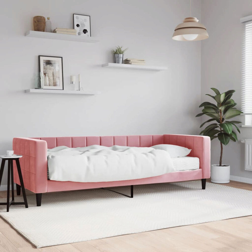 vidaXL Dagbädd med madrass rosa 80x200 cm sammet