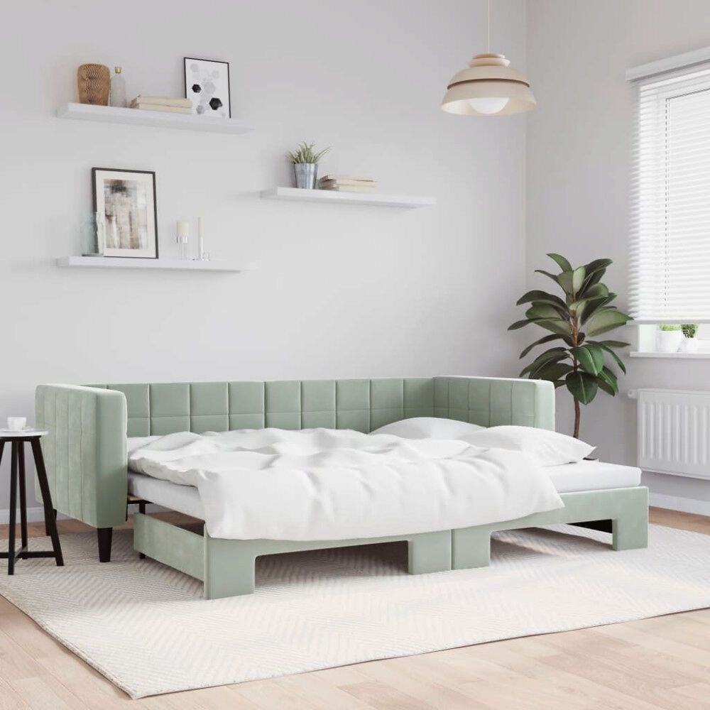 vidaXL Dagbädd utdragbar ljusgrå 80x200 cm sammet