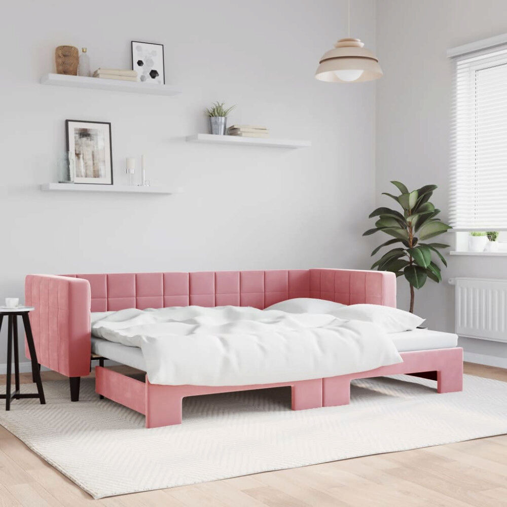 vidaXL Dagbädd utdragbar rosa 80x200 cm sammet