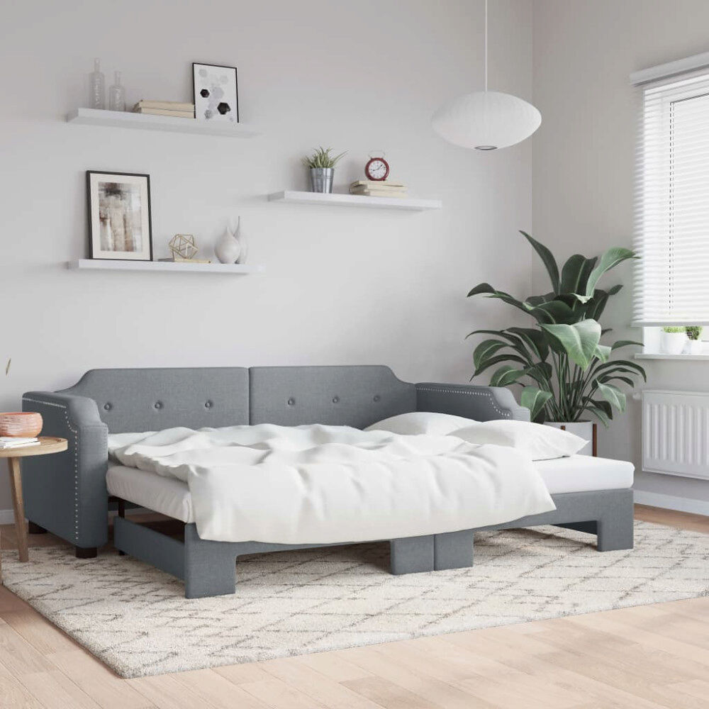 vidaXL Dagbädd utdragbar ljusgrå 100x200 cm tyg