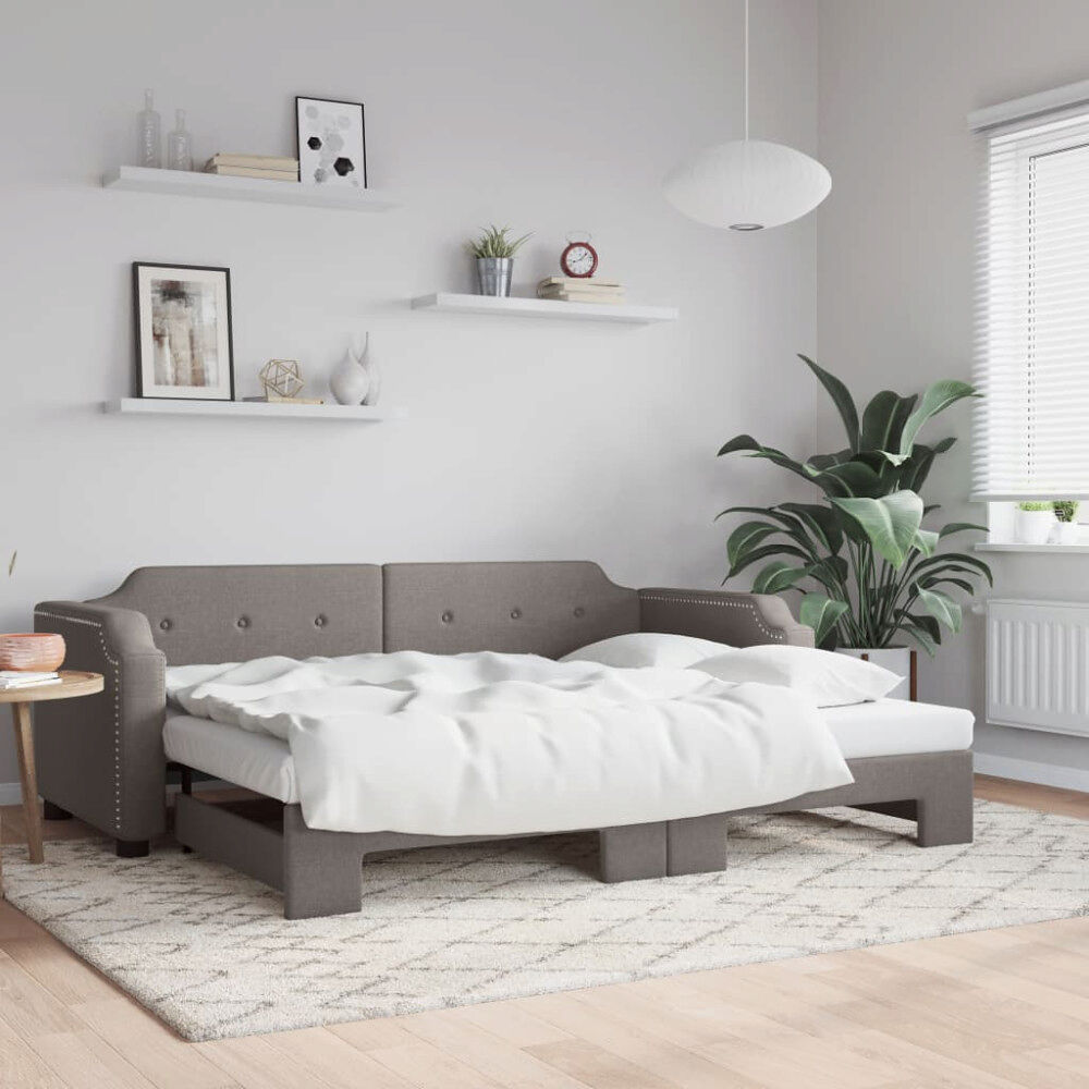 vidaXL Dagbädd utdragbar taupe 100x200 cm tyg