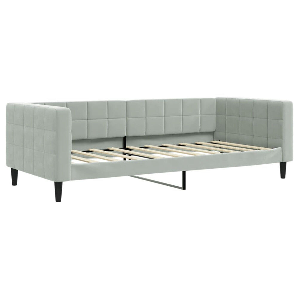 vidaXL Dagbädd med madrass ljusgrå 90x190 cm sammet