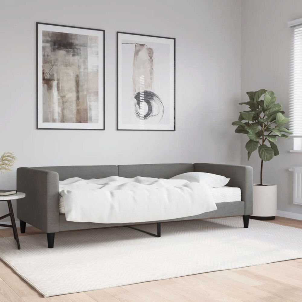 vidaXL Dagbädd med madrass mörkgrå 90x190 cm tyg