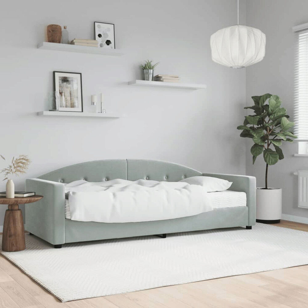 vidaXL Dagbädd med madrass ljusgrå 80x200 cm sammet