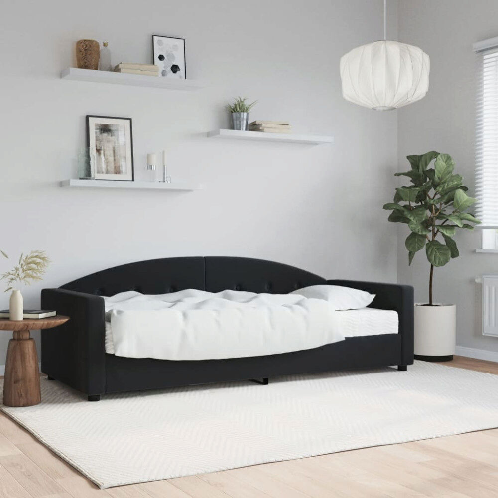 vidaXL Dagbädd med madrass svart 80x200 cm sammet