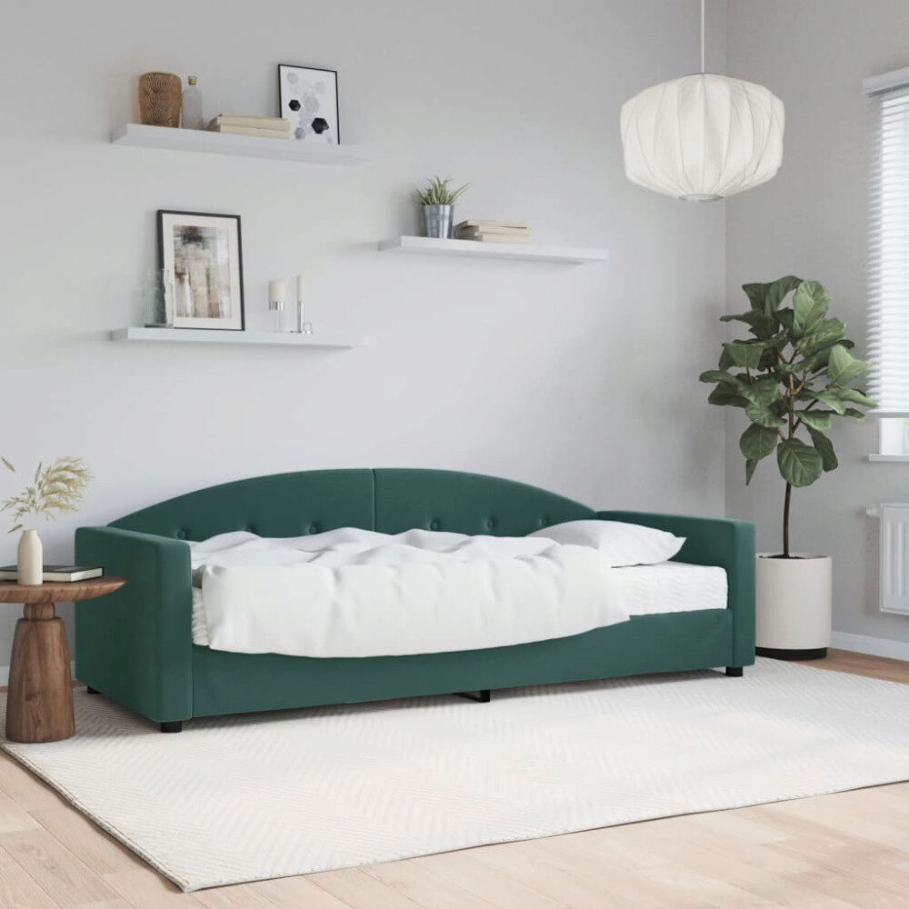 vidaXL Dagbädd med madrass mörkgrön 80x200 cm sammet