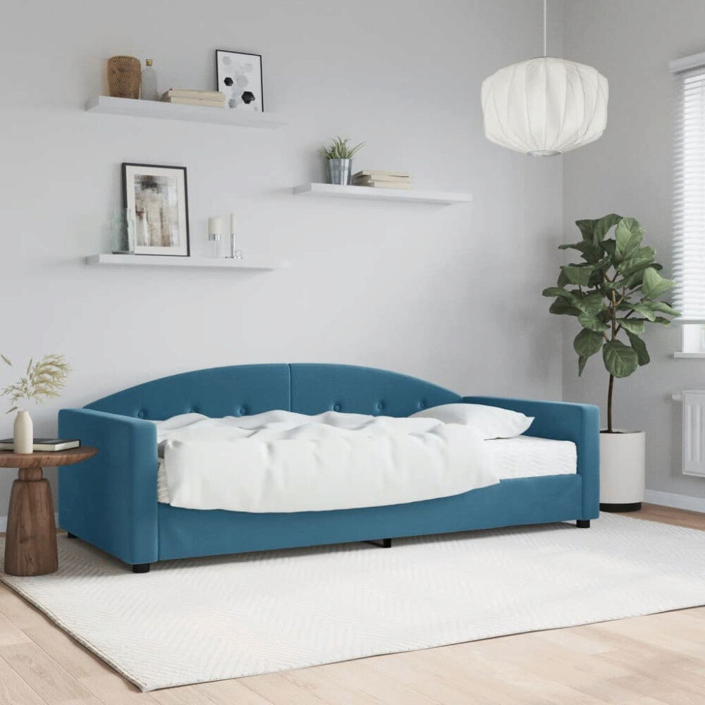 vidaXL Dagbädd med madrass blå 90x200 cm sammet