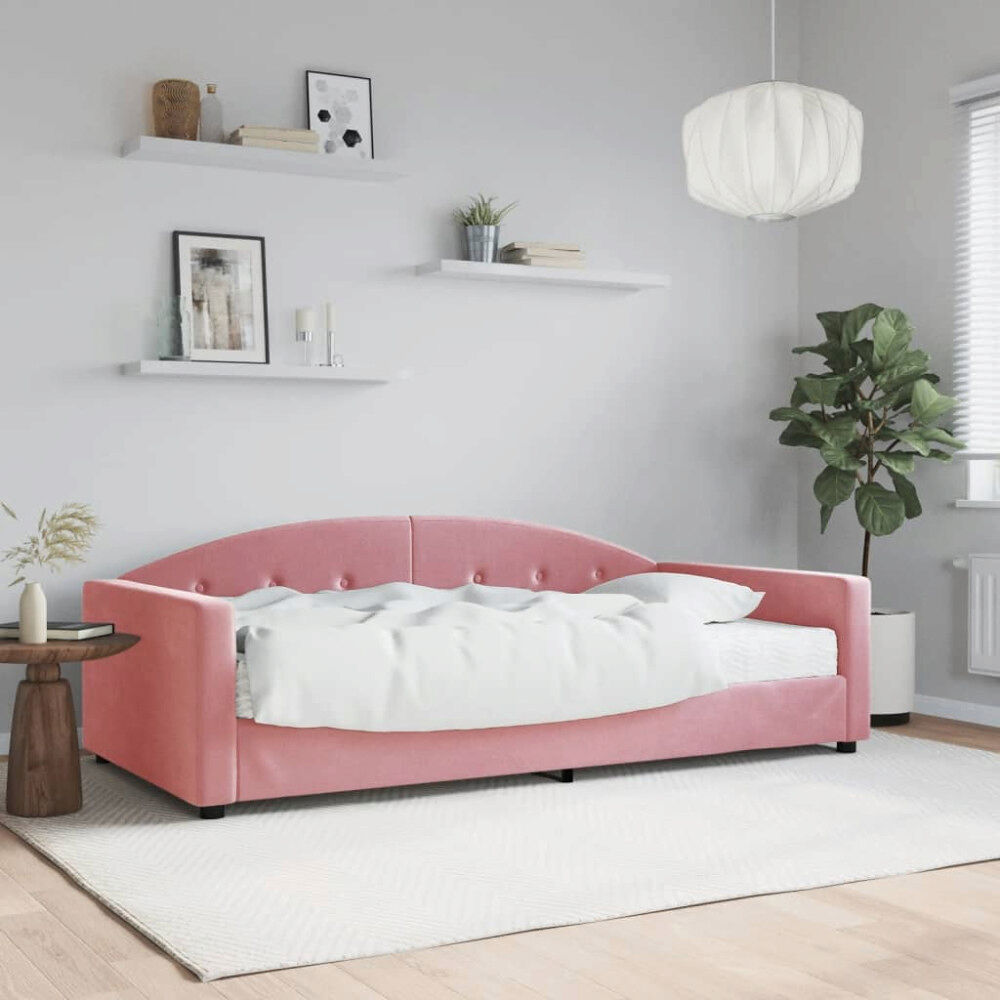 vidaXL Dagbädd med madrass rosa 100x200 cm sammet