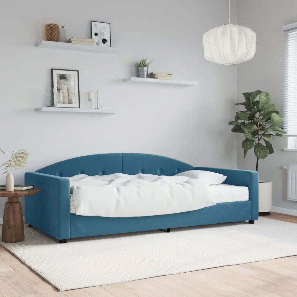 vidaXL Dagbädd med madrass blå 100x200 cm sammet