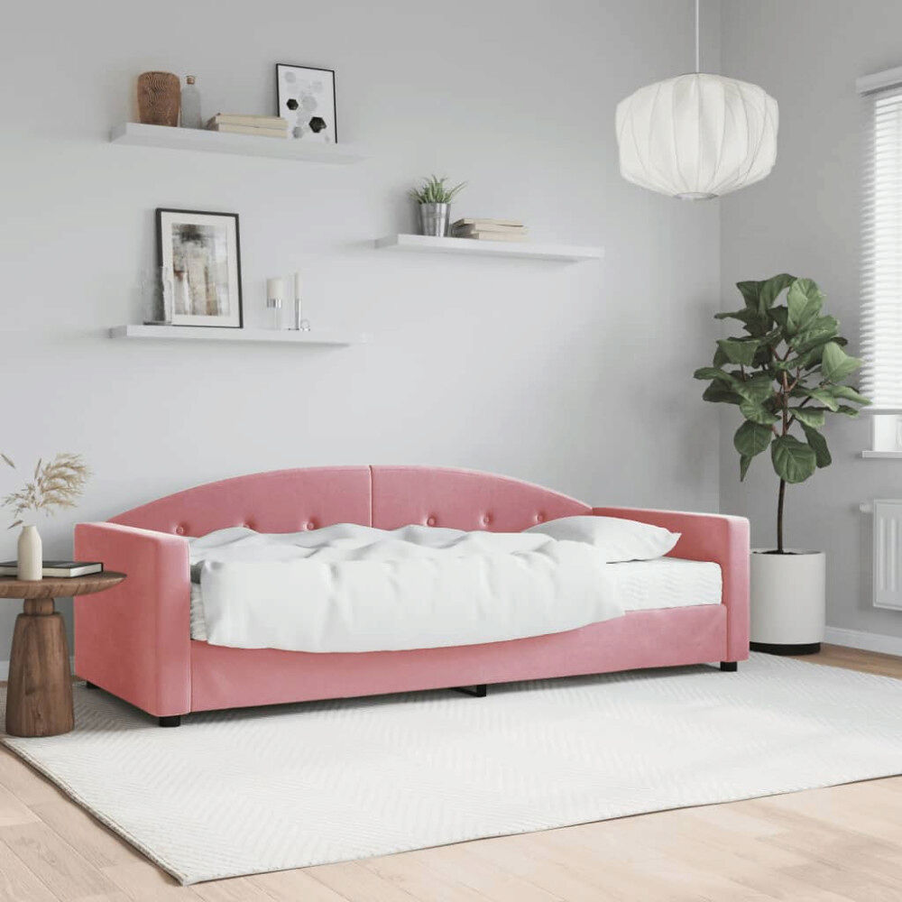 vidaXL Dagbädd med madrass rosa 80x200 cm sammet