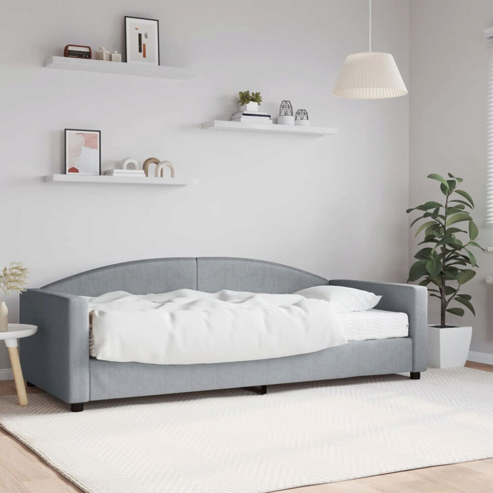 vidaXL Dagbädd med madrass ljusgrå 90x200 cm tyg
