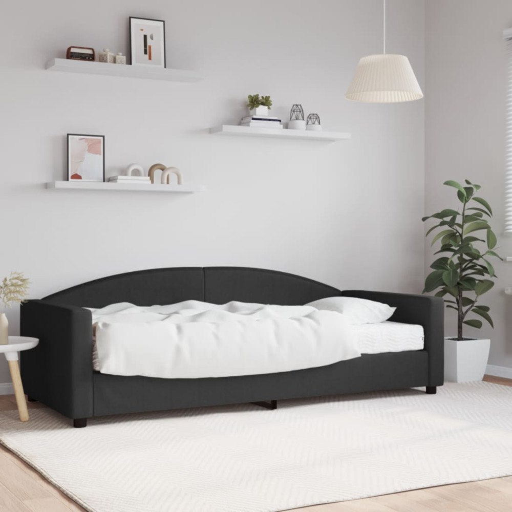 vidaXL Dagbädd med madrass svart 90x200 cm tyg
