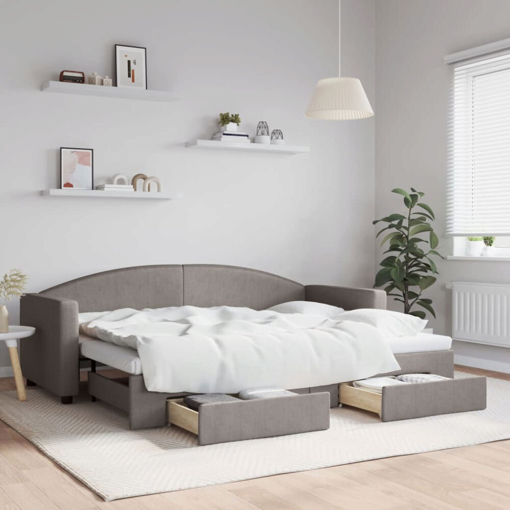 vidaXL Dagbädd utdragbar med lådor taupe 80x200 cm tyg
