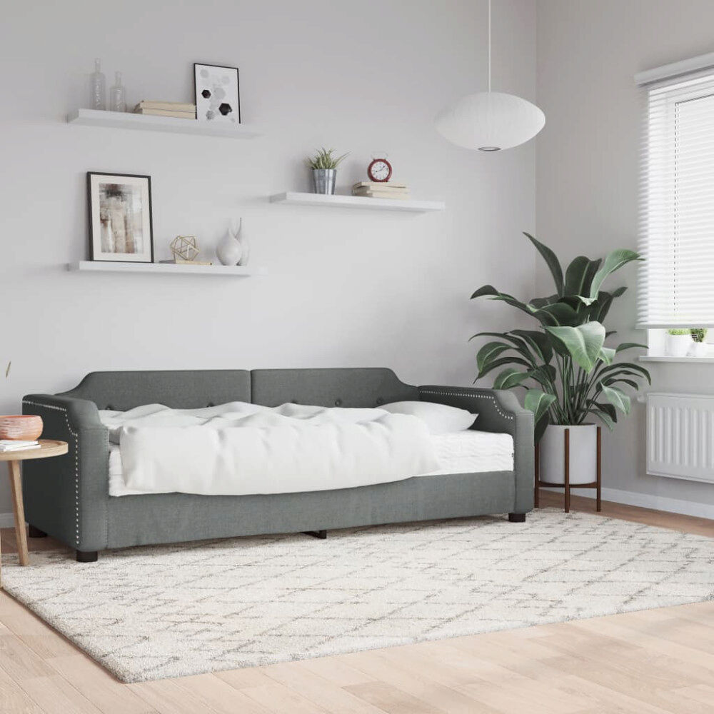 vidaXL Dagbädd med madrass mörkgrå 90x190 cm tyg