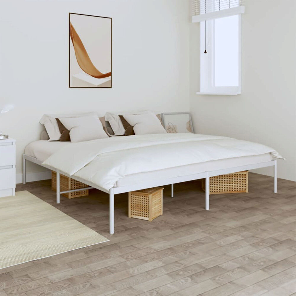 vidaXL Sängram metall vit 193x203 cm