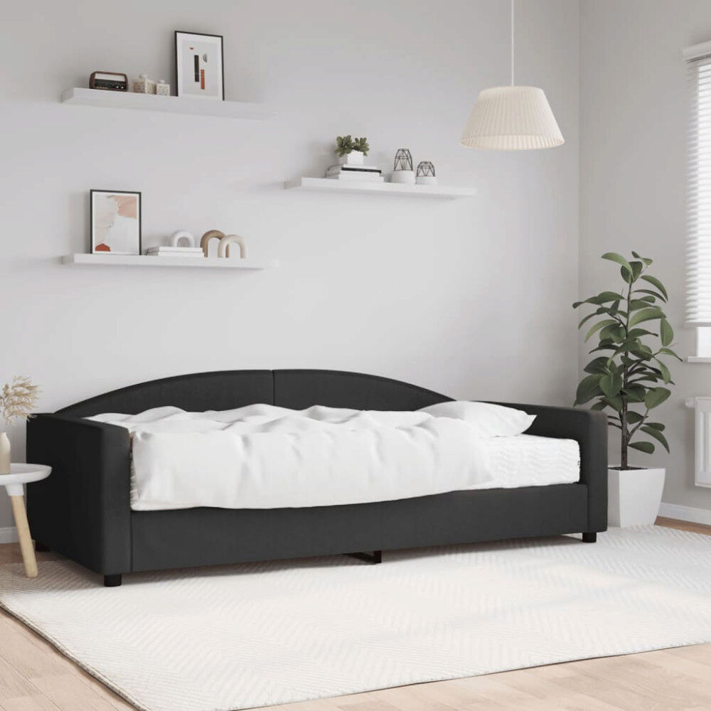 vidaXL Dagbädd med madrass svart 100x200 cm tyg