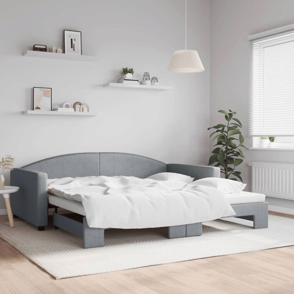 vidaXL Dagbädd utdragbar ljusgrå 100x200 cm tyg