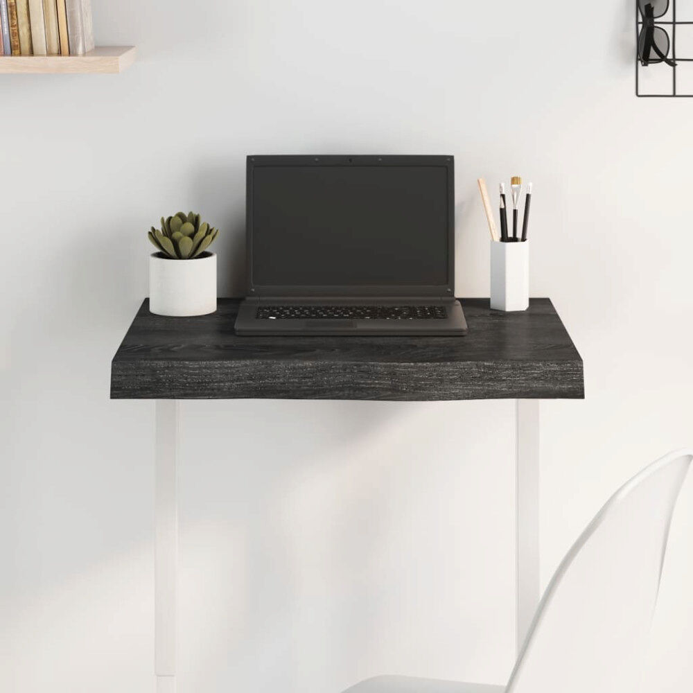 vidaXL Bordsskiva mörkbrun 60x50x(2-6) cm behandlad massiv ek