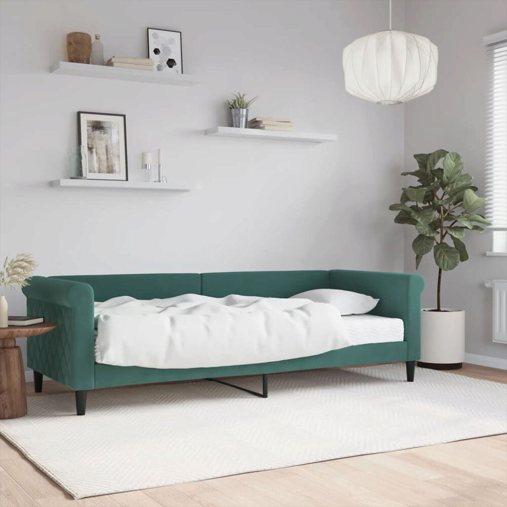 vidaXL Dagbädd med madrass mörkgrön 80x200 cm sammet