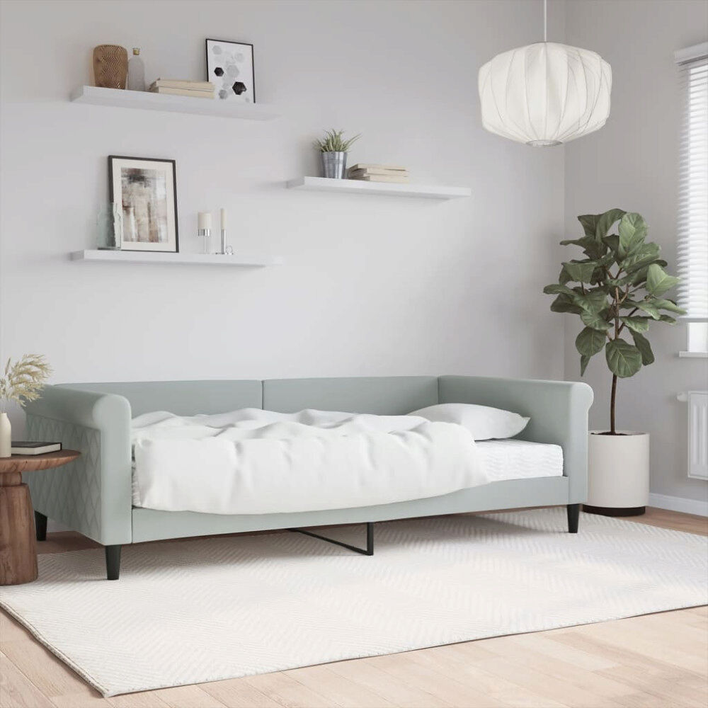 vidaXL Dagbädd med madrass ljusgrå 100x200 cm sammet