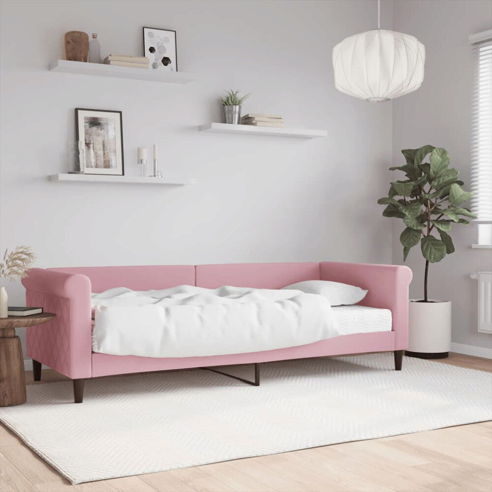 vidaXL Dagbädd med madrass rosa 80x200 cm sammet