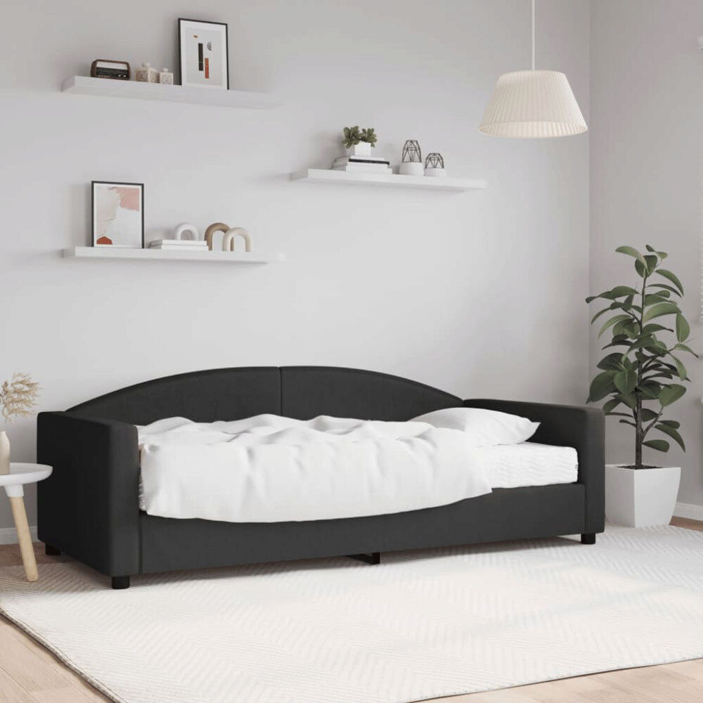 vidaXL Dagbädd med madrass svart 90x190 cm tyg