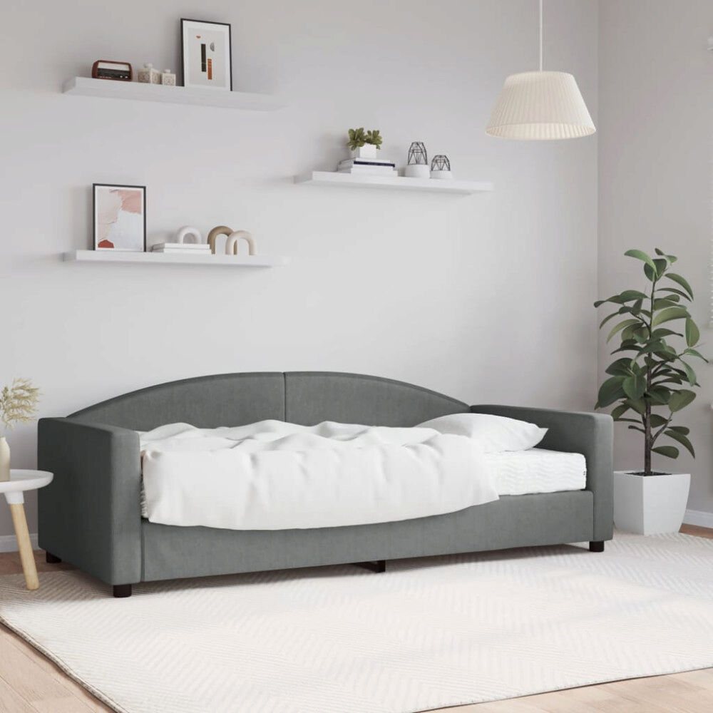 vidaXL Dagbädd med madrass mörkgrå 90x190 cm tyg
